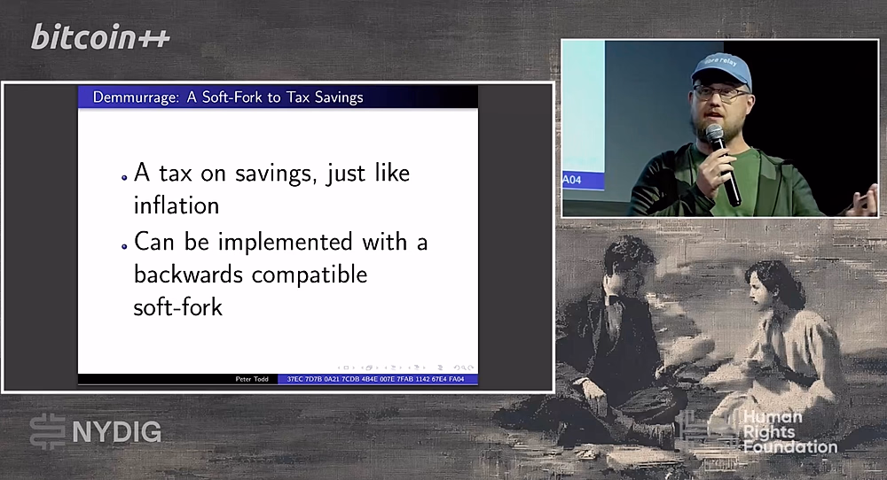 Peter Todd proposing a protocol level tax on bitcoin addresses, Aug 2026