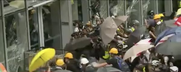 Hong Kong protesters legislative building, July 1 2019