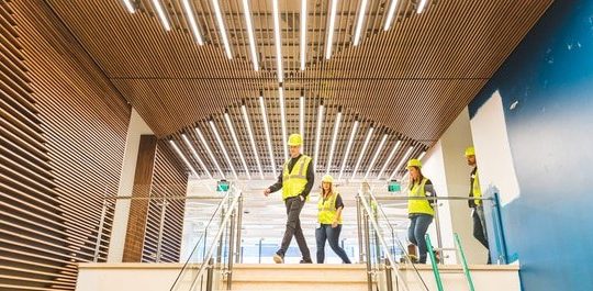 Brian Armstrong at new Coinbase offices under construction, August 2019