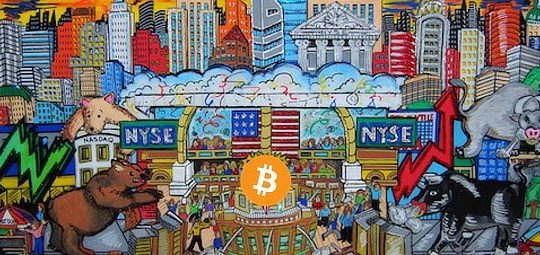 Bitcoin, stocks, abstract