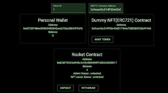 NFT loan collaterals on ethereum testnet, Jan 2020