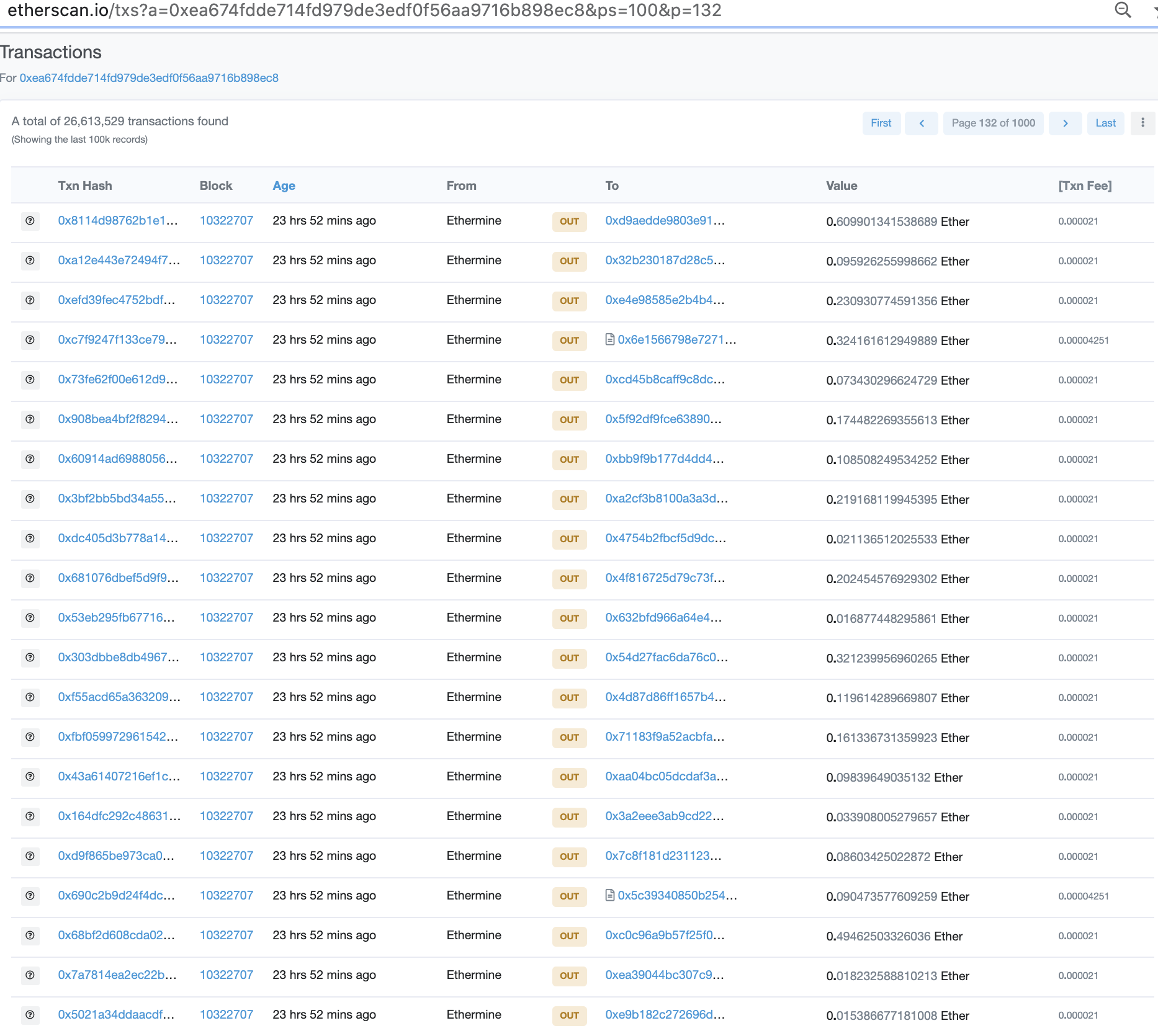 Ethermine spamming ethereum, June 2020