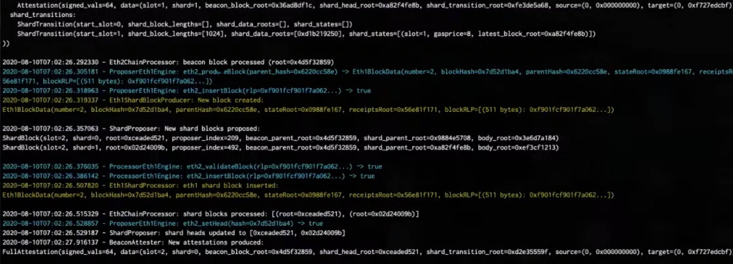 Eth1 shard running eth2 consensus, Aug 2020