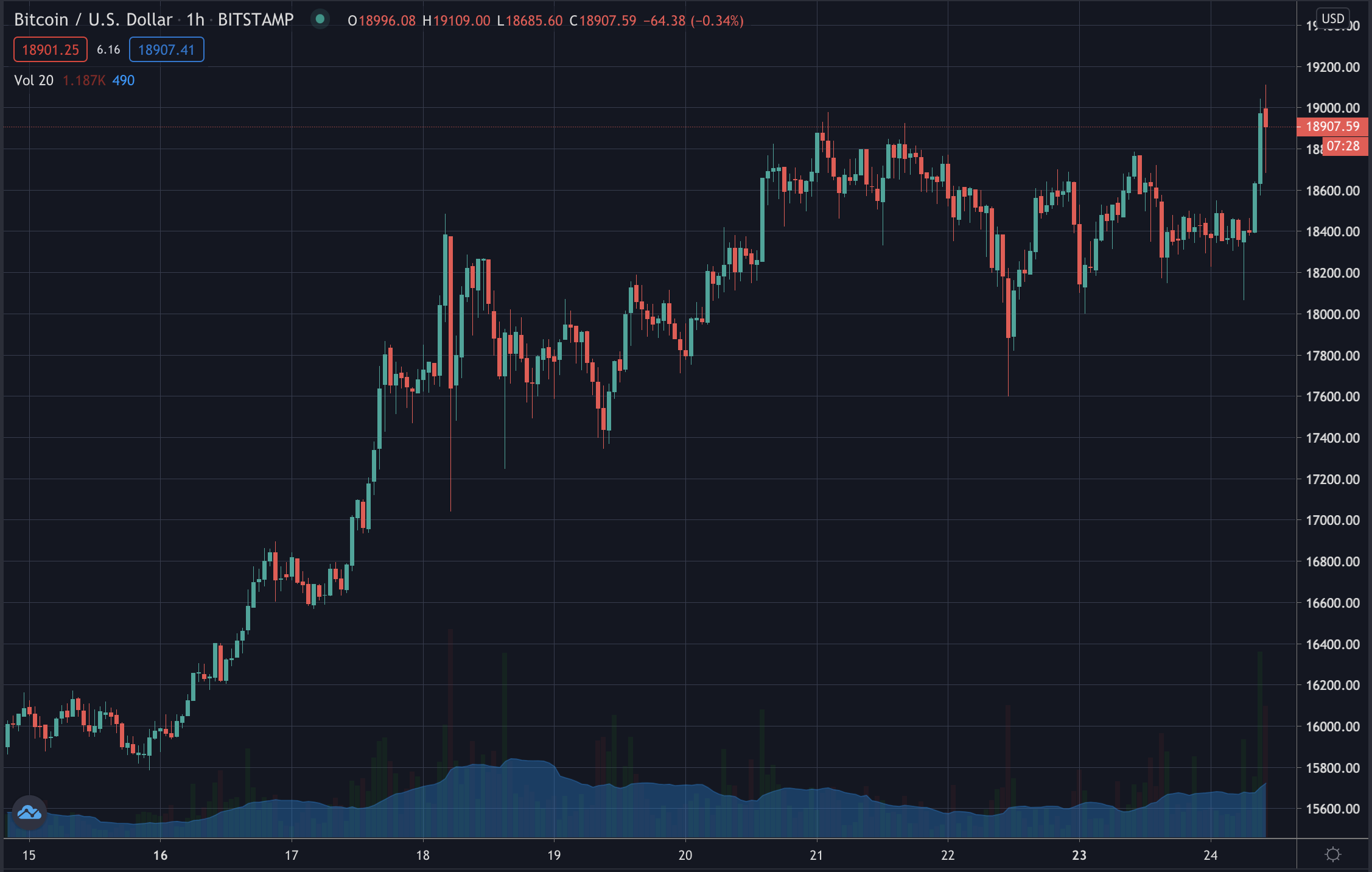Bitcoin's price, Nov 2020