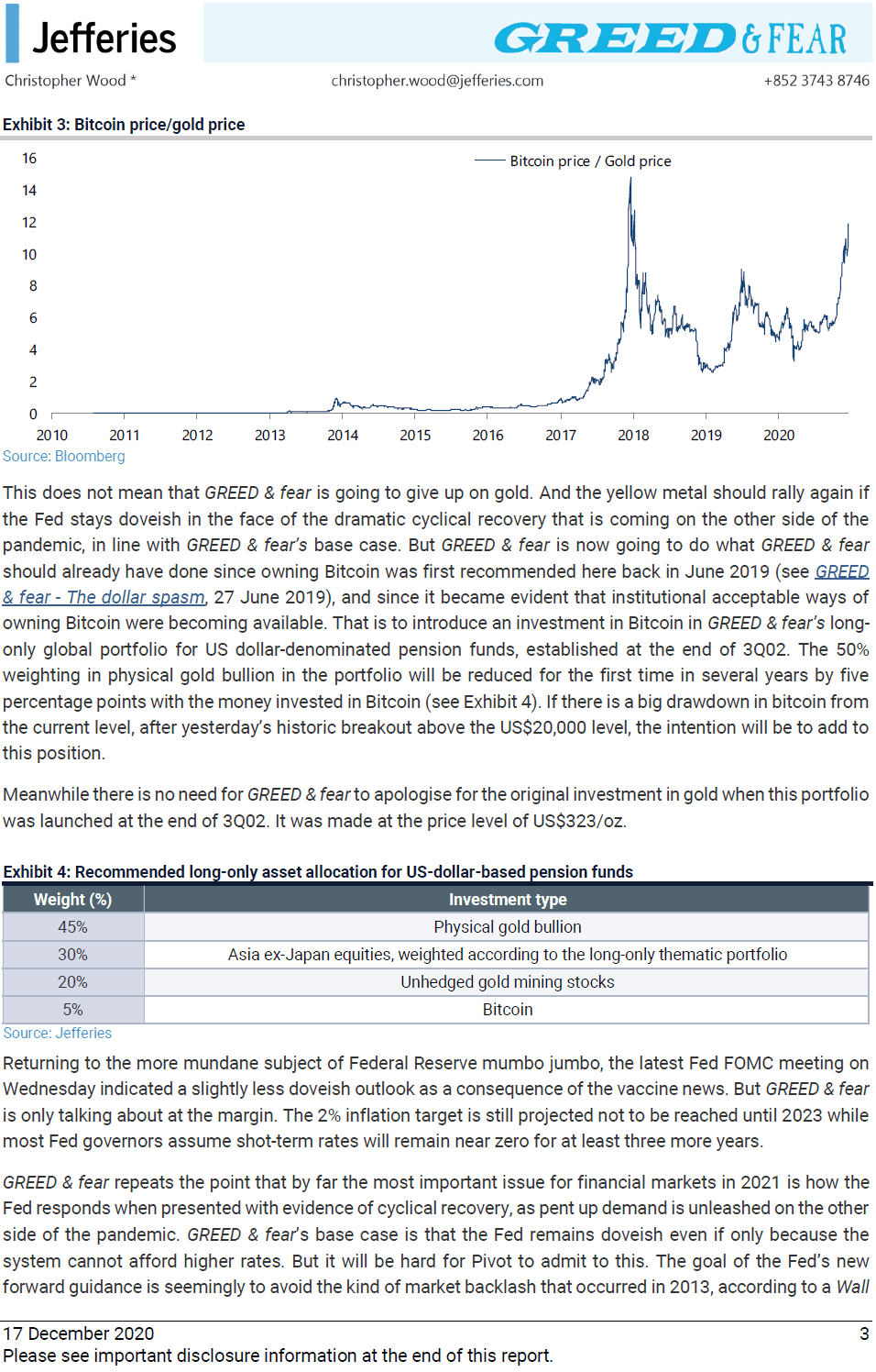 Greed and Fear investors note by Christopher Wood of Jefferies, Dec 2020
