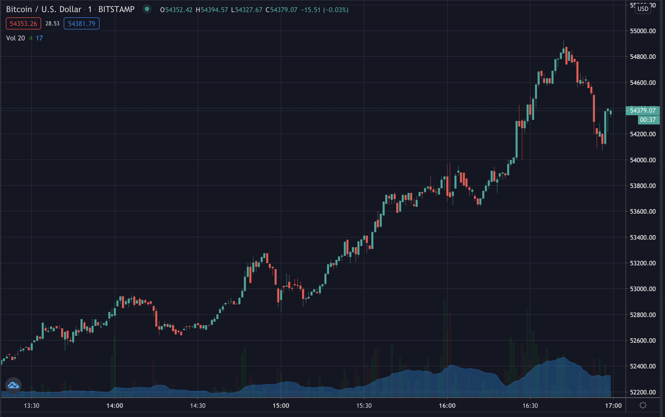 Bitcoin climbing waves, Feb 2021