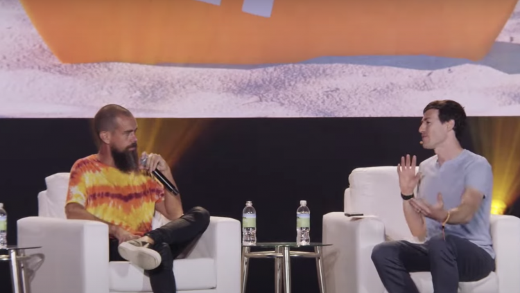 Jack Dorsey an Alex Gladstein at Bitcoin Miami, June 2021