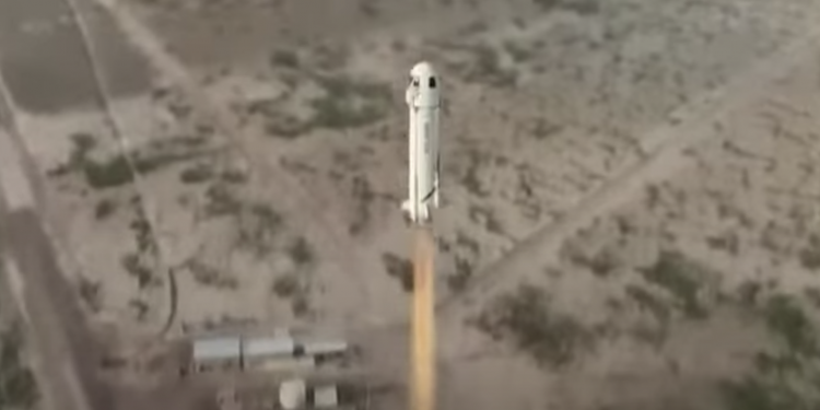 Bezos Blue Origin first rocket flight, July 2021