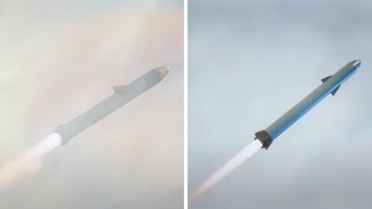 SpaceX to the left, China clone to the right
