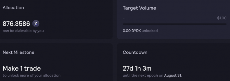 dYdX token airdrop, Aug 2021