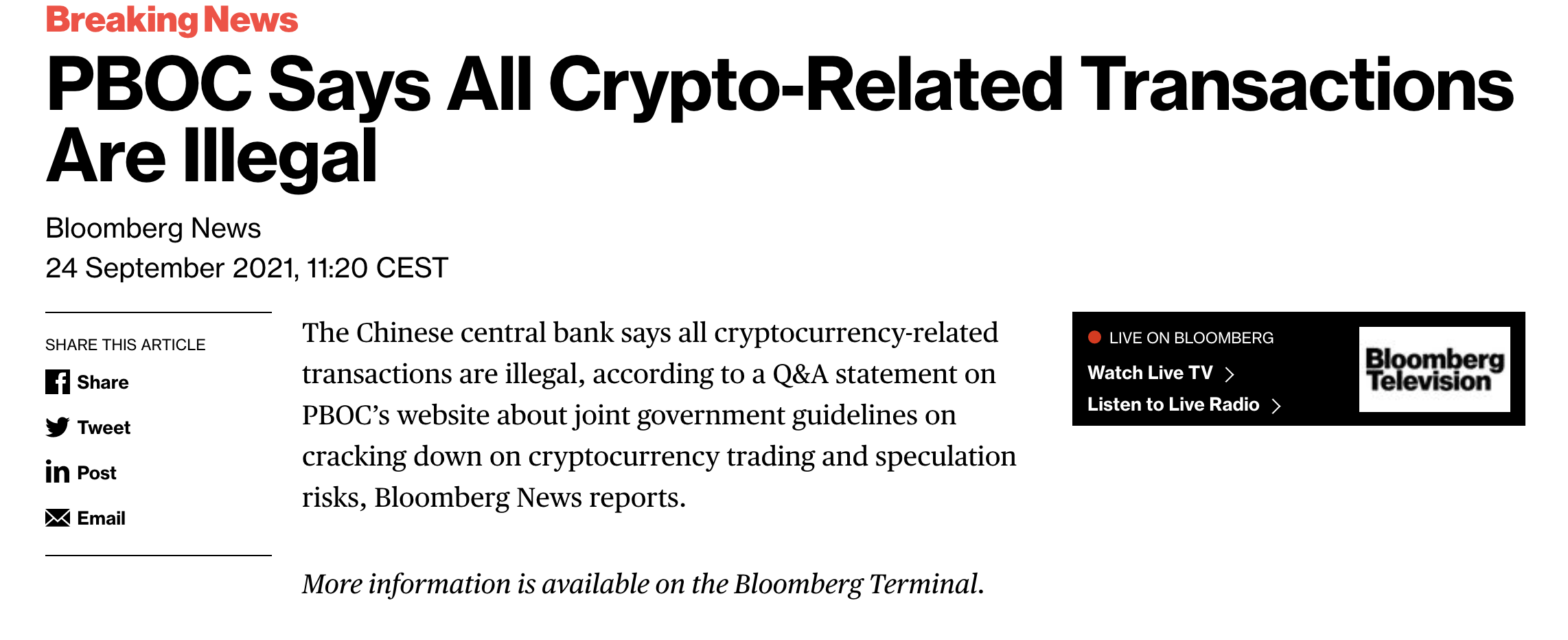 Bloomberg Publishes Fake News on Bitcoin as China Prints $100 Billion –  Trustnodes