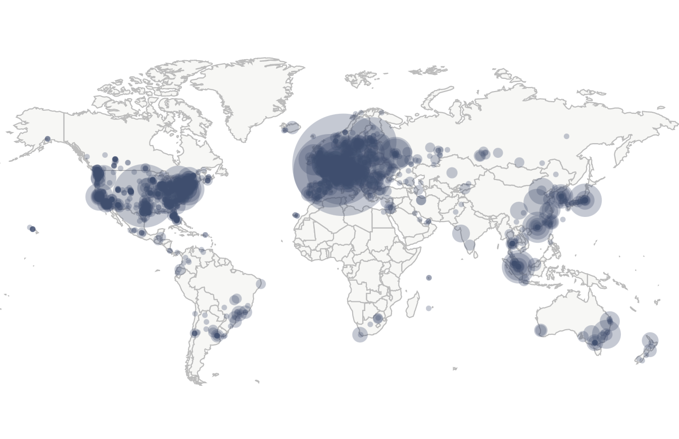 Global bitcoin nodes distribution, Sep 2021