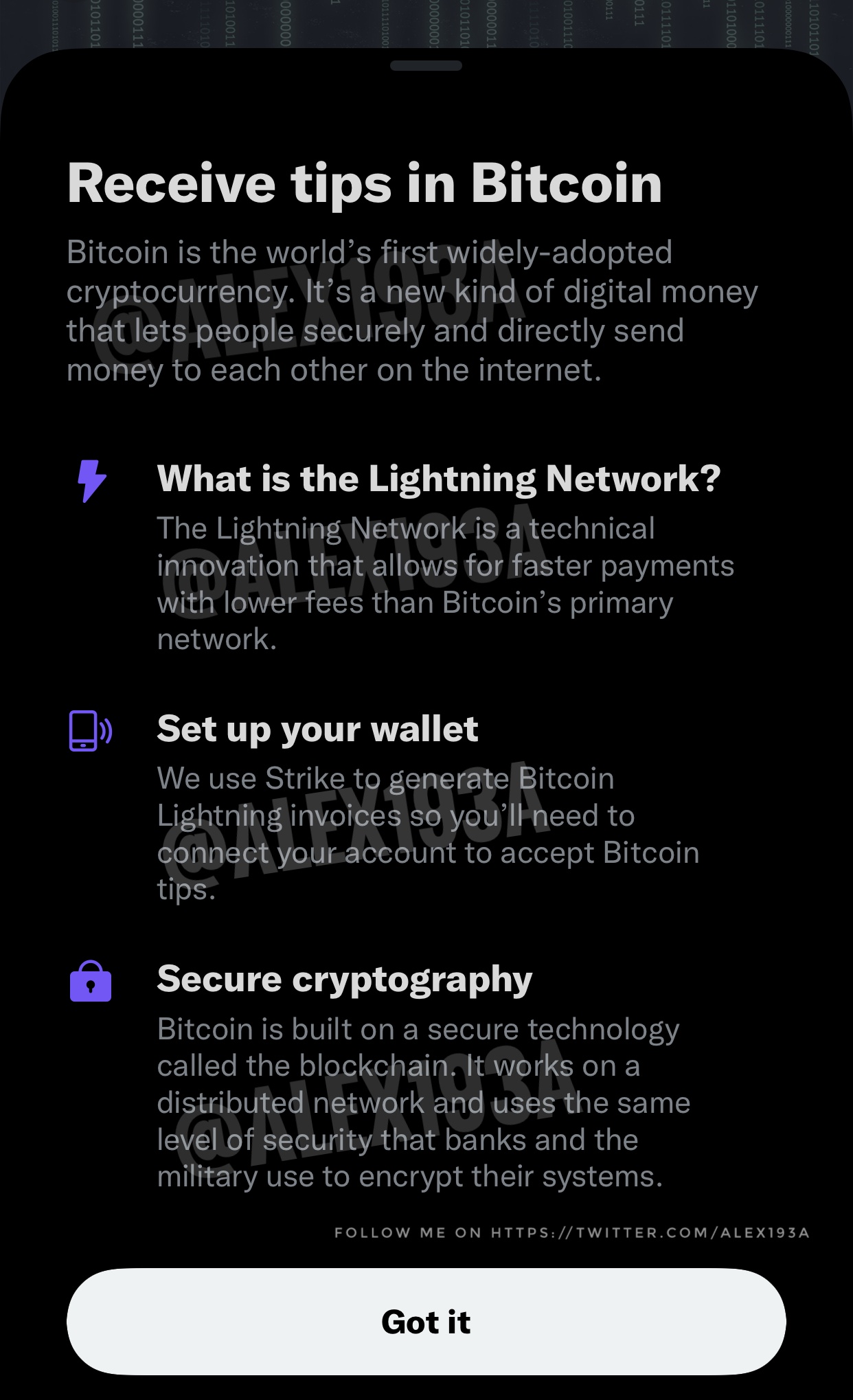Twitter bitcoin tipping, Sep 2021