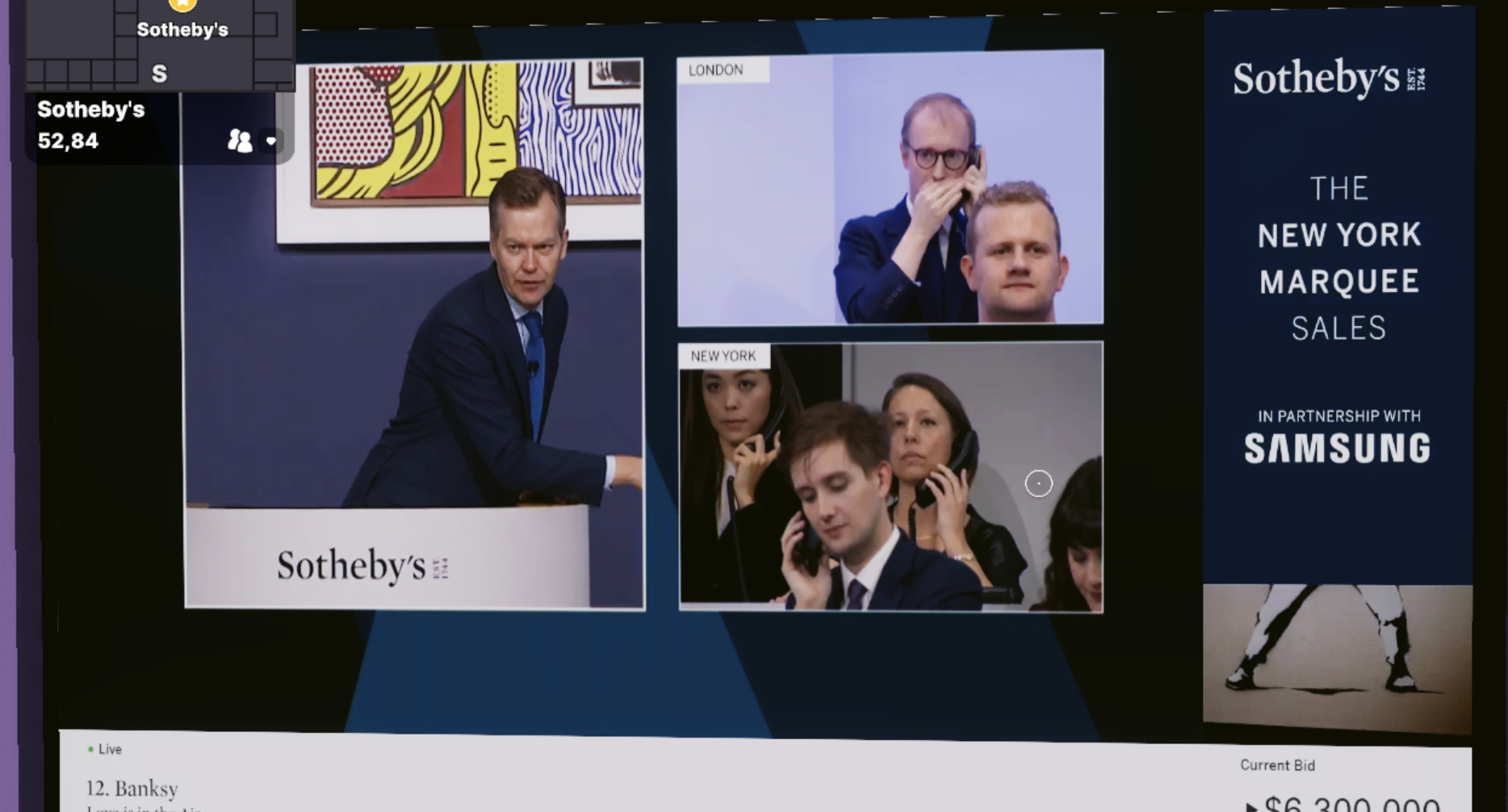 Banksy auction in eth at Sotheby's, Nov 2021