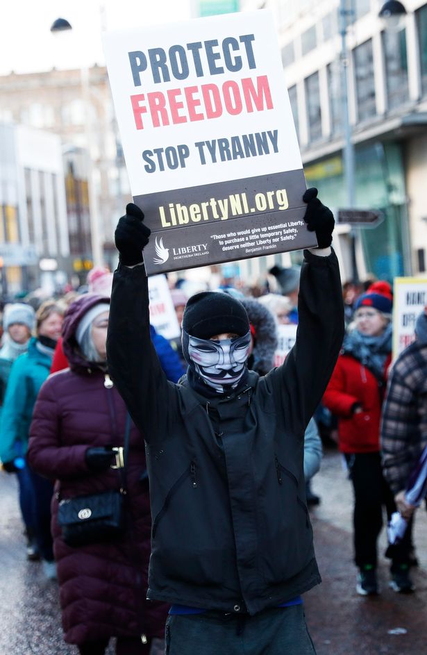Protest in Belfast against vax 'passports,' Dec 2021