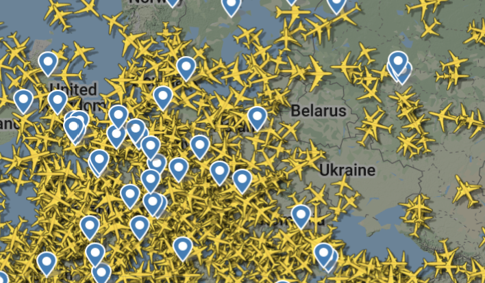 Ukraine airspace, Feb 2022