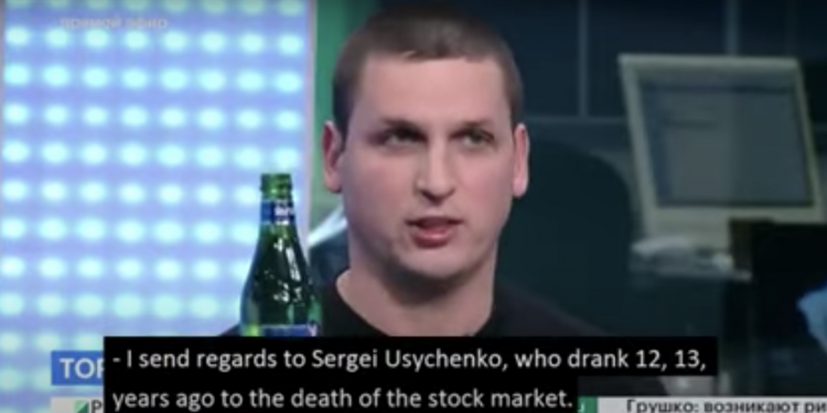 Alex Butmanov, Russian fund manager drinks to the death of the Russian stock market, March 2022