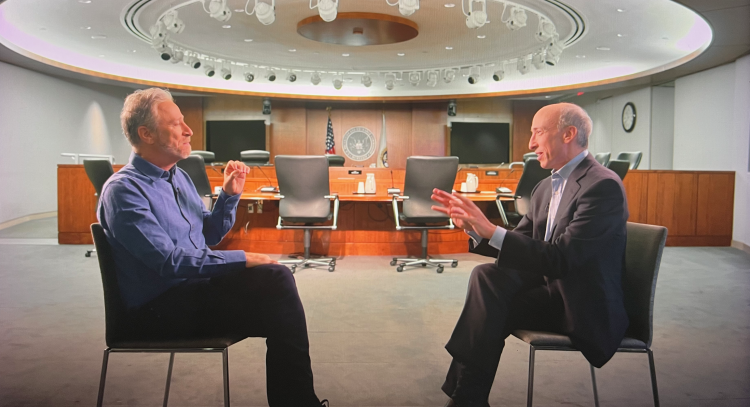 John Stewart interviewing SEC chair Gary Gensler, March 2022