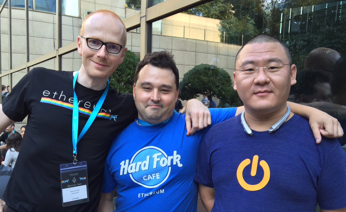 Chandler Guo on the right at Devcon2, 2016