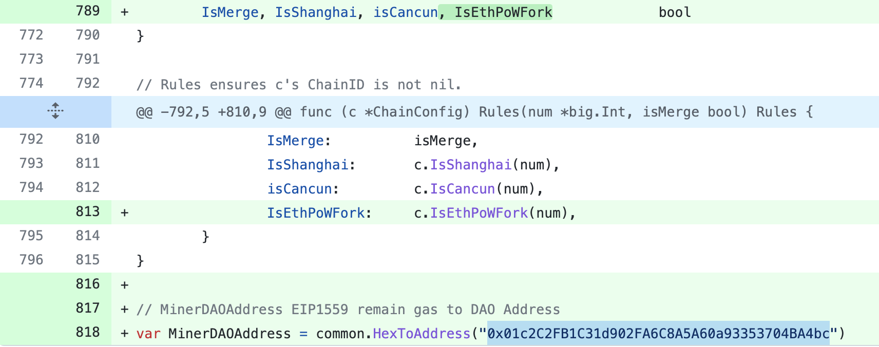 Miner's multisig code for EthereumPoW network fees, Aug 2022