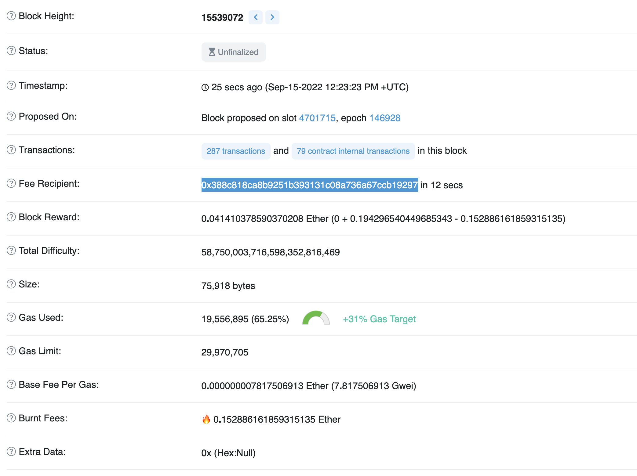 A random early PoS block, Sep 2022