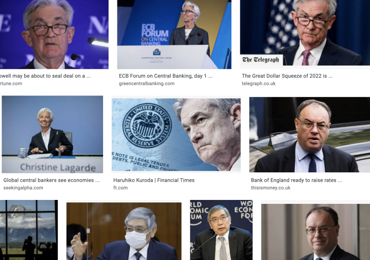 The globe's top central bankers: Fed's Jerome Powell, BOE's Andrew Bailey, BOJ's Haruhiko Kuroda, and ECB's Christine Lagarde