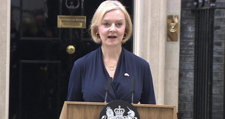 British Prime Minister Liz Truss resigns, Oct 2022