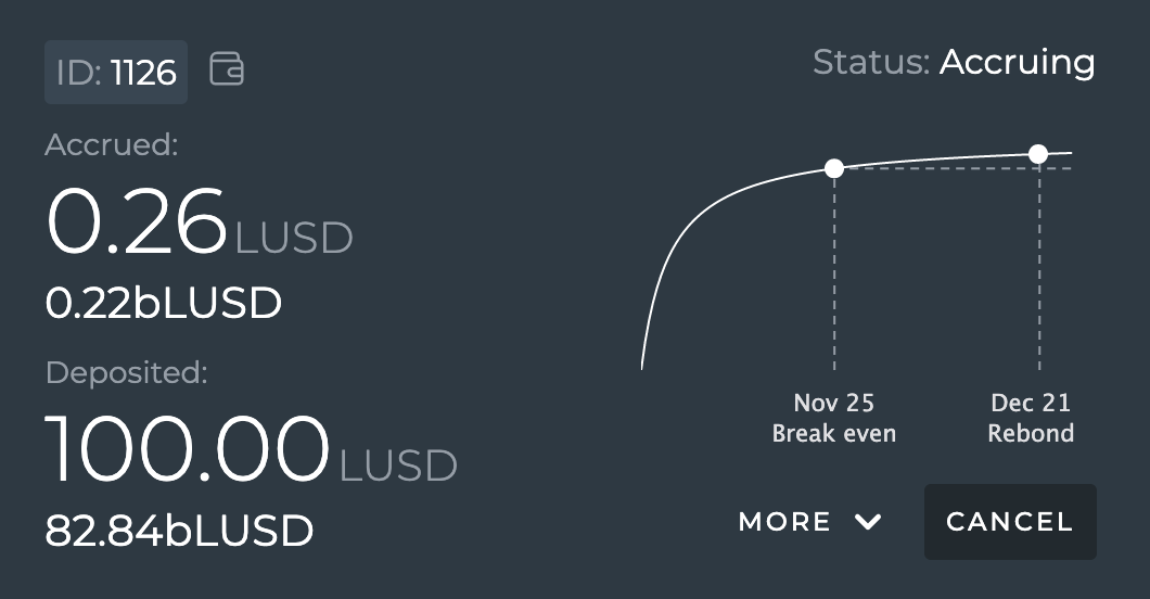 A chicken bond on DefiSaver, Nov 2022