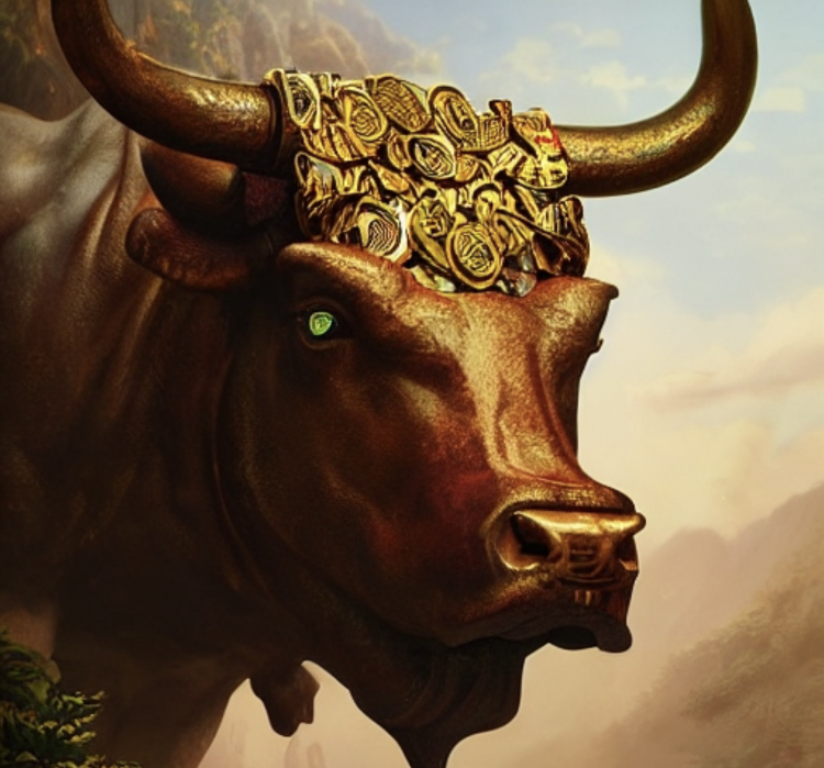 The bitcoin bull, is it in sight? AI generated art. Jan 2023