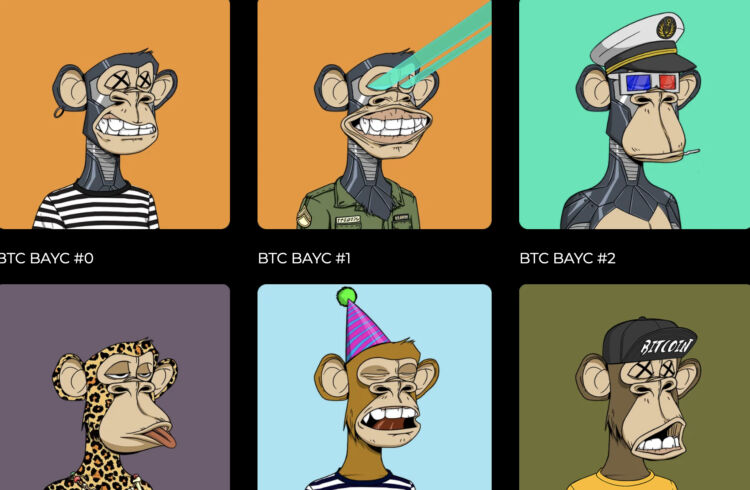 Bitcoin ape NFTs on the Ordinals protocol, Feb 2023