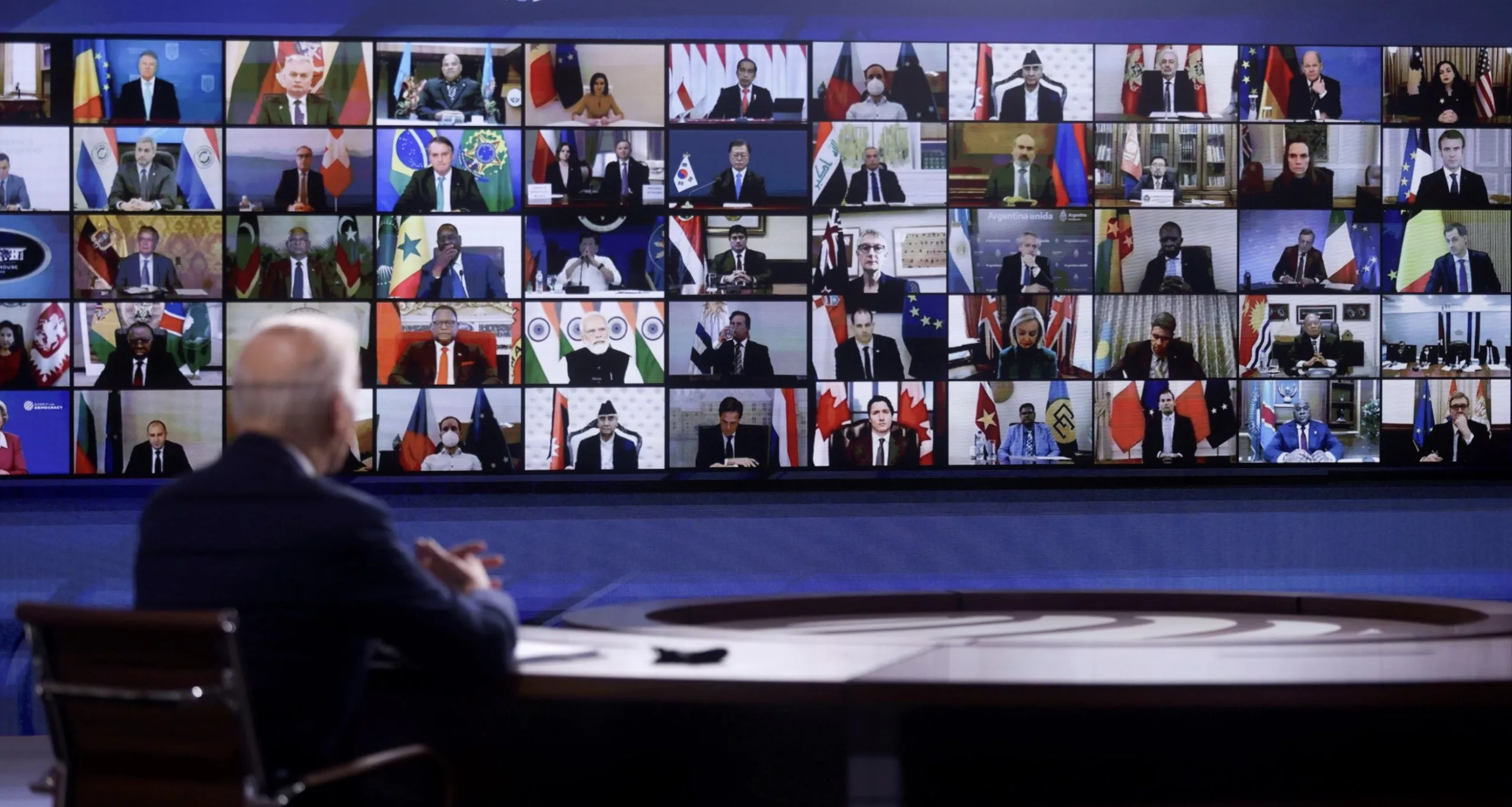 Biden and other global leaders at the Summit for Democracy, March 2023