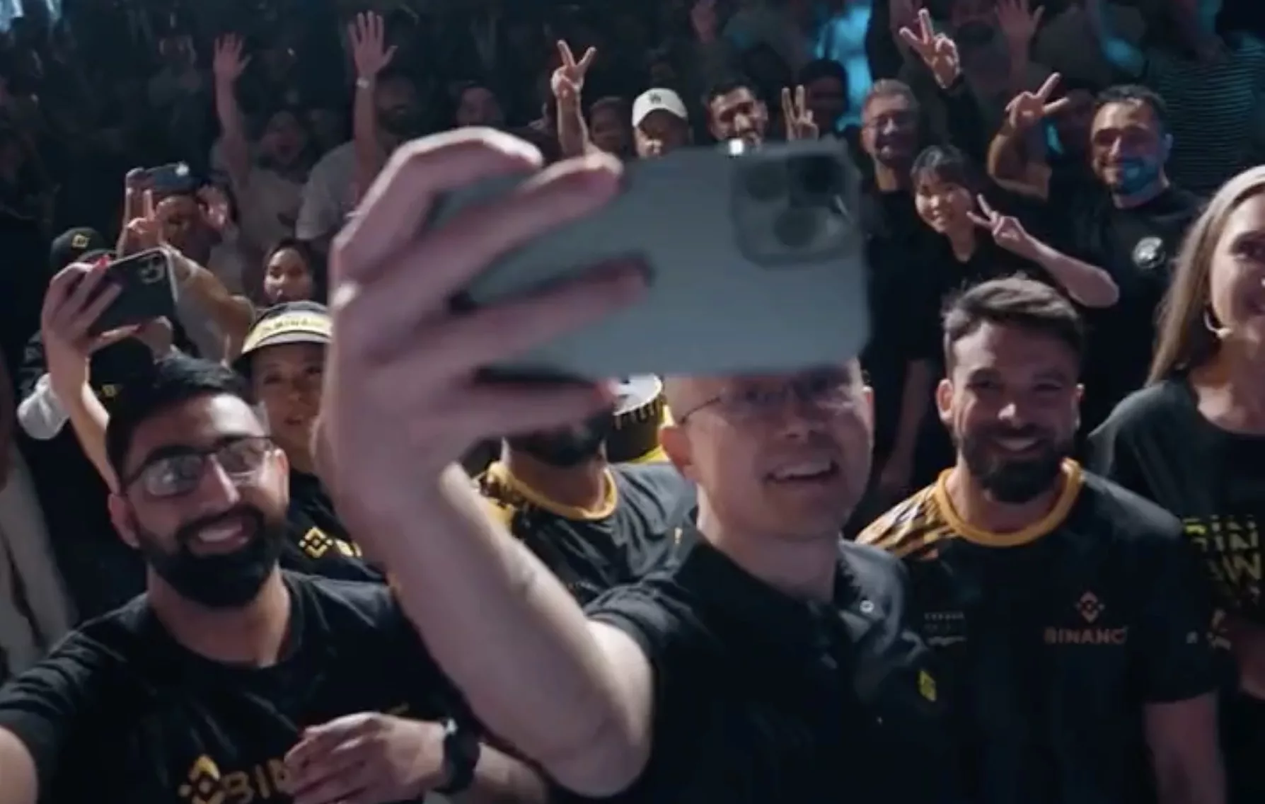 Changpeng Zhao, Binance's founder, takes a selfie