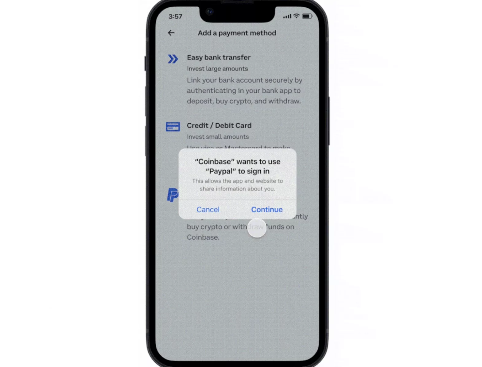 how to add my paypal to coinbase