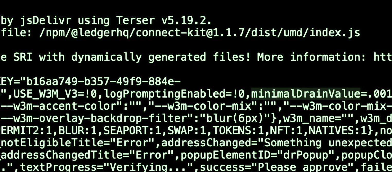 Ledger Connect Kit Drainer Exploit, Dec 2023
