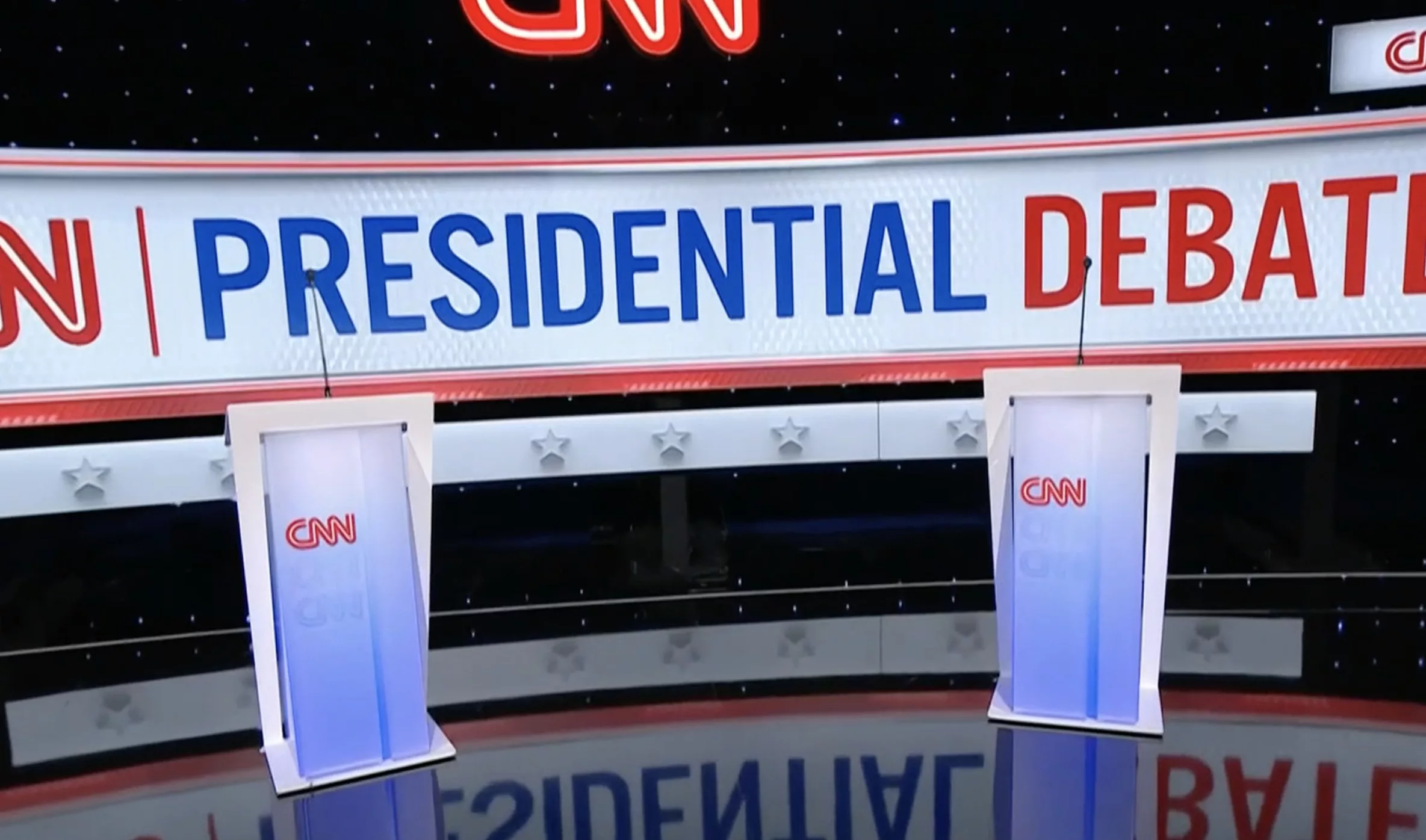 The presidential debate studio, June 2024